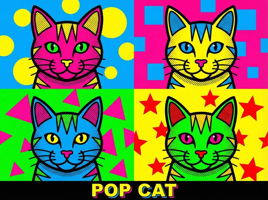 澳门彩票 - 波普艺术猫咪四联画创作
